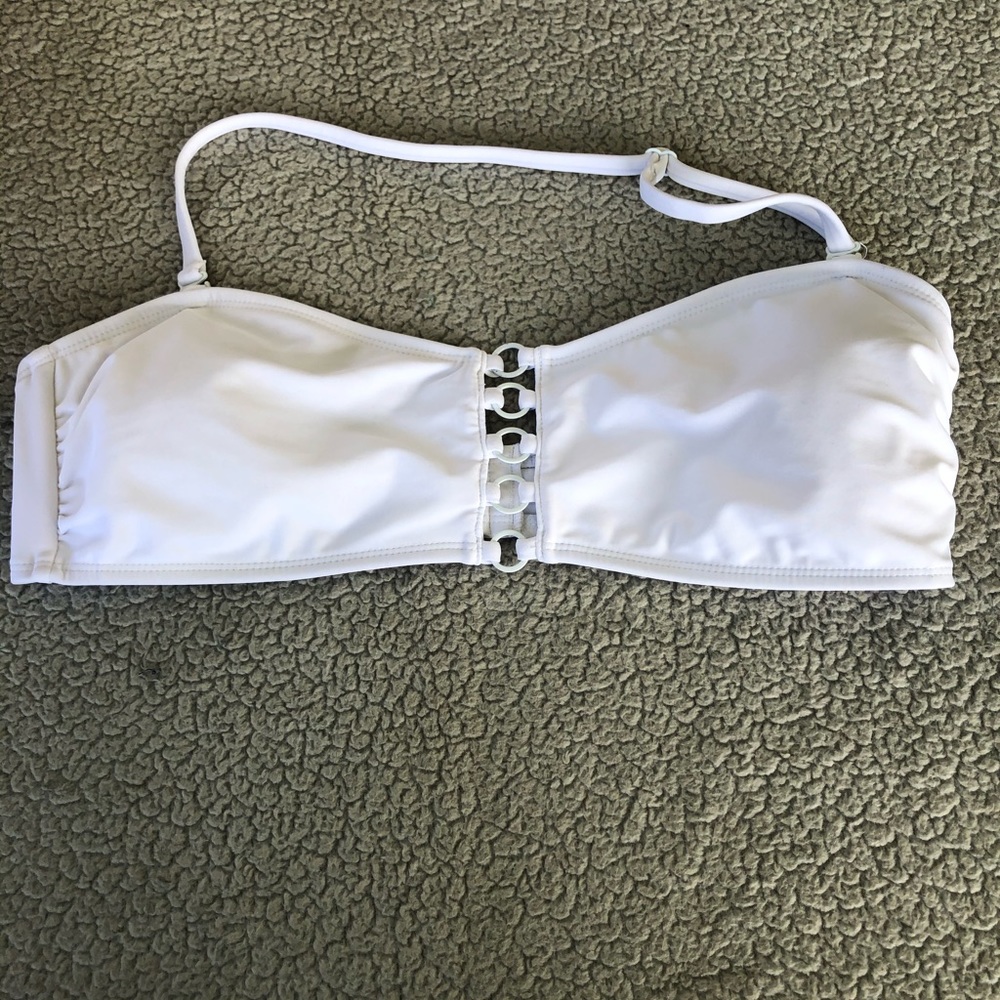 White Metal Ring Swimsuit Top No Boundaries!